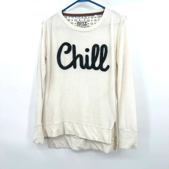 Royce Brand Size Small white cream terry cloth like sweater sweatshirt Chill - Picture 1 of 5